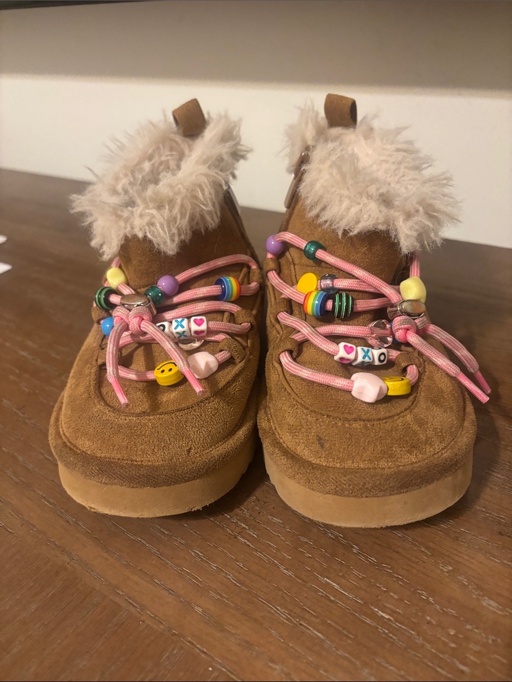 Steve Madden Kids’ Glazer Cognac Booties characterized colorful friendship beads